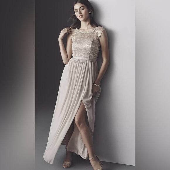 David’s Bridal Beige Bridesmaid Dress - Picture 3 of 7